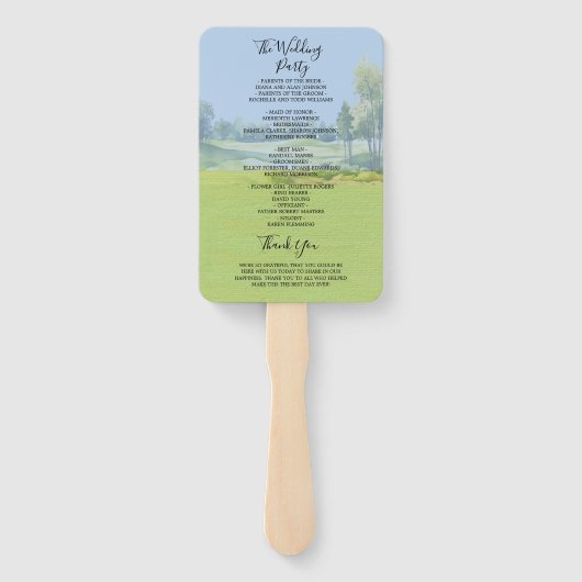 Golf Theme Wedding Ceremony Order of Service  Fächer (Rückseite)