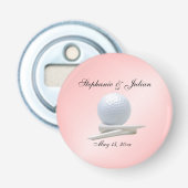 Golf Theme Wedding Pink Matchboxen Flaschenöffner (Vorderseite)