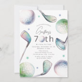 Golf Themed 70th Birthday Par-tee Einladung (Vorderseite)
