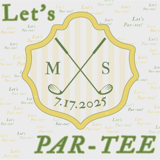 Golf Themed Aufkleber "Let's Par-tee" (Vorderseite)
