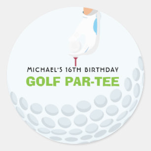 Golf Themed Birthday Classic Round Aufkleber