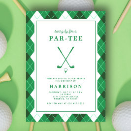 Golf Themed Birthday Party Modern Preppy Green Einladung