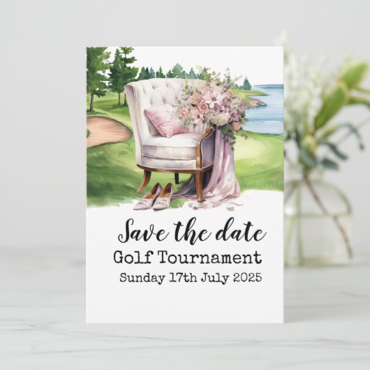 Golf-Themed Bridal Dusche Einladung - Fore (Stehend Vorderseite)