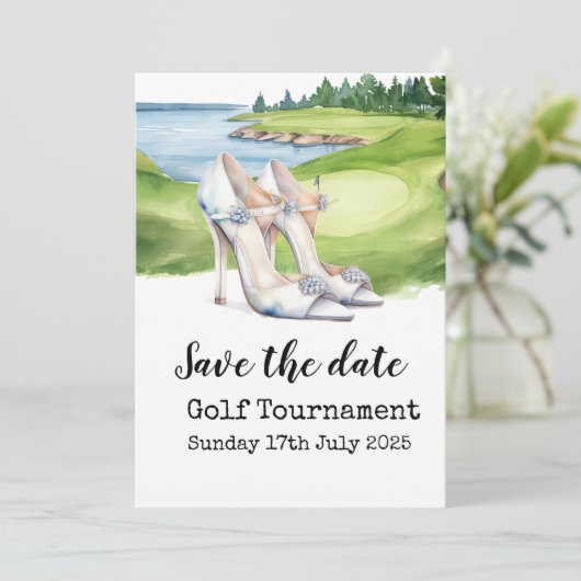 Golf-Themed Bridal Dusche Einladung - Fore (Stehend Vorderseite)