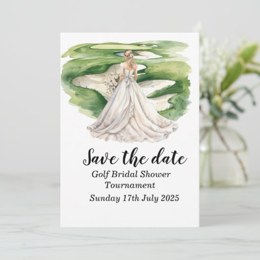 Golf-Themed Bridal Dusche Einladung - Fore (Stehend Vorderseite)