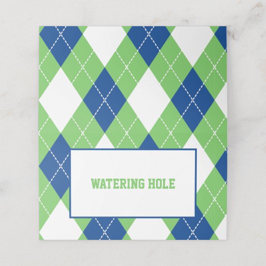 Golf Themed Buffets - Zelt Labels Platzkarte (Außenseite Aufgefaltet)