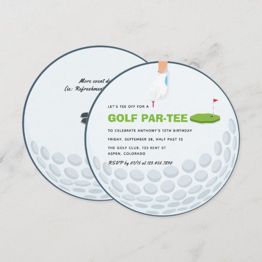 Golf Themed Geburtstagsparty Einladung (Vorne/Hinten)