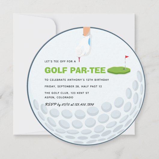 Golf Themed Geburtstagsparty Einladung (Vorderseite)