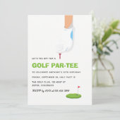 Golf Themed Geburtstagsparty Einladung (Stehend Vorderseite)