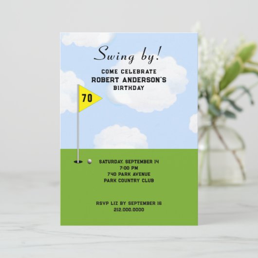 Golf Themed Geburtstagsparty Einladung (Stehend Vorderseite)