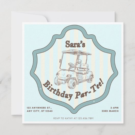 Golf Themed Geburtstagsparty Einladung (Vorderseite)