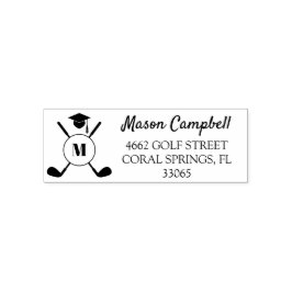 Golf Themed Graduation Monogram Return Address Permastempel