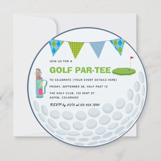 Golf Themed Party Einladung (Vorderseite)