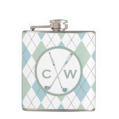 Golf Themed Raute Personalisiert Monogram Flachmann (Vorderseite)