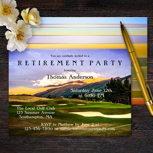 Golf Themed Rentirement-Party Einladung