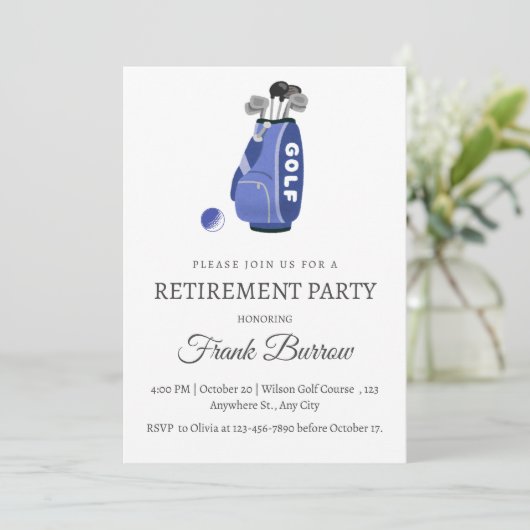 Golf Themed Retirement Einladung (Stehend Vorderseite)