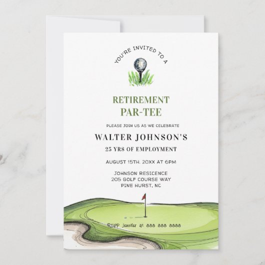 Golf Themed retirement PAR- TEE Einladung (Vorderseite)