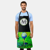 Golf Themed Sports Vater Monogram Cool Men's Schürze (Getragen)