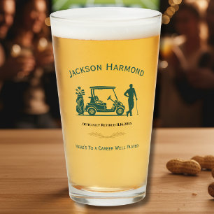 Golf-Themengeschenk zur Rente für ihn Bier-Pint Glas