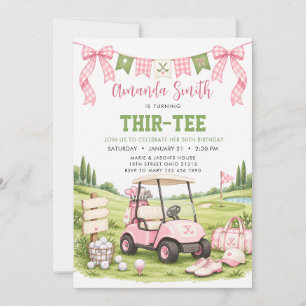 Golf Thir-Tee Erwachsene Pink Geburtstagseinladung Einladung