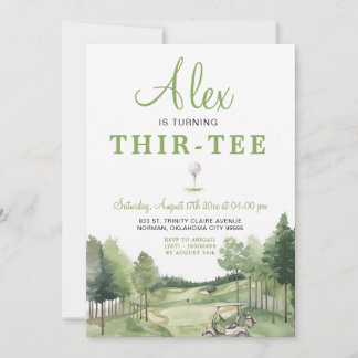Golf Thir-Tee Erwachsener Geburtstag Grün Einladung