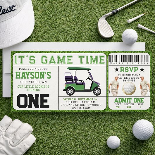 Golf Ticket 1. Geburtstag Einladung