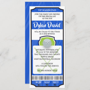 GOLF TICKET Bar Bat Mitzvah Einladung