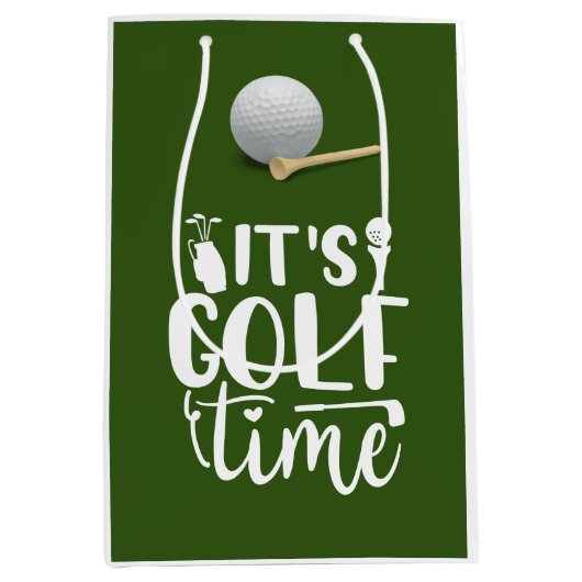 Golf Time on green Mittlere Geschenktüte (Vorderseite)
