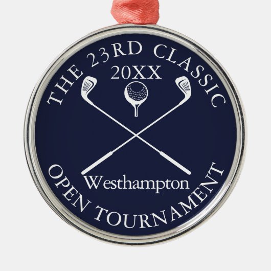Golf Tournament Classic Event Navy Blue Award Ornament Aus Metall (Vorne)