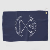 Golf Tournament Classic Event Navy Blue Golfhandtuch (Horizontal)