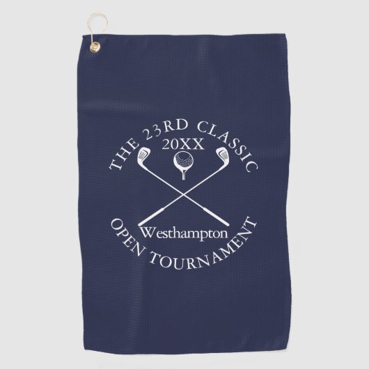 Golf Tournament Classic Event Navy Blue Golfhandtuch (Vorderseite)