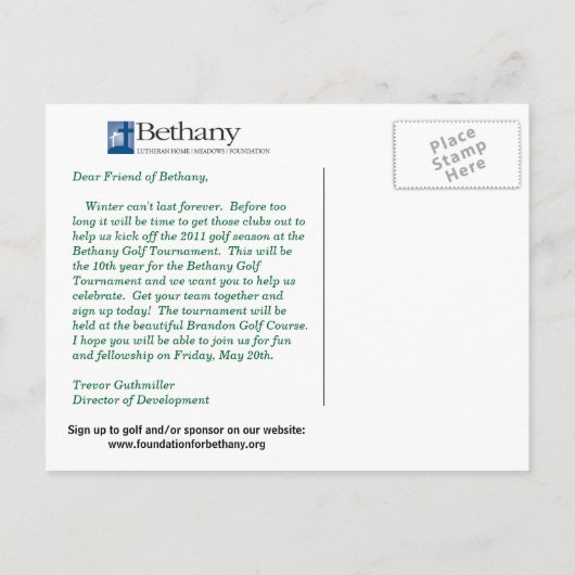 Golf Tourney Save the Date Postkarte (Rückseite)