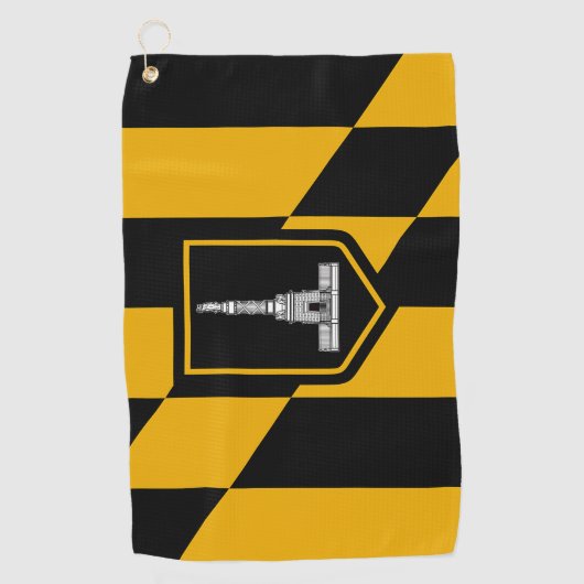 Golf Towel mit Flagge von Baltimore City, USA Golfhandtuch (Vorderseite)