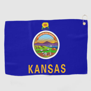 Golf Towel mit Flagge von Kansas, USA Golfhandtuch