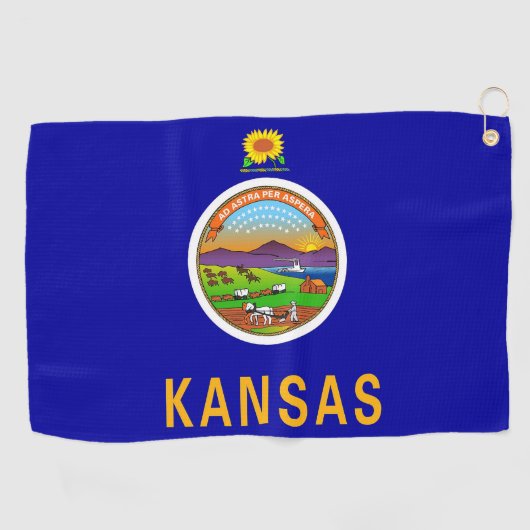 Golf Towel mit Flagge von Kansas, USA Golfhandtuch (Horizontal)