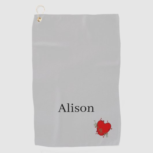 Golf Towel Red Heart Golfhandtuch (Vorderseite)