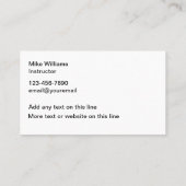 Golf Training Instructor Business Cards Visitenkarte (Rückseite)