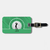Golf Travel Male Golfer Man Silhouette Green Black Gepäckanhänger (Vorderseite horizontal)