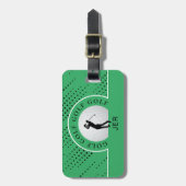 Golf Travel Male Golfer Man Silhouette Green Black Gepäckanhänger (Vorderseite vertikal)