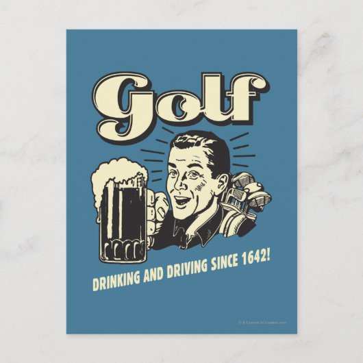 Golf: Trinken & Autofahren seit 1642 Postkarte (Vorderseite)
