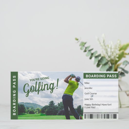 Golf Trip Geschenkgutschein Boarding Pass (Stehend Vorderseite)