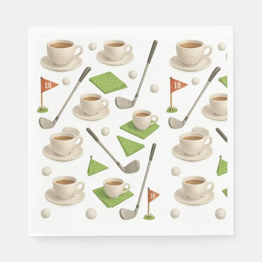 Golf Tron und Kaffee mit Fahne Serviette (Vorderseite)