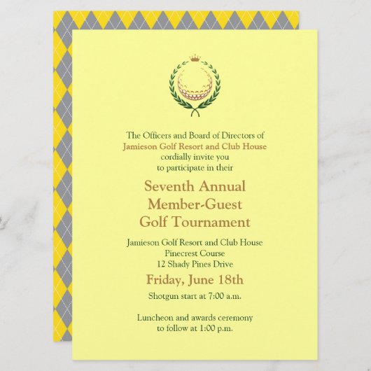 Golf-Turnier für Unternehmen Einladung (Vorne/Hinten)