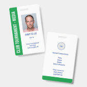 Golf Turnier Security Media Pass Ausweis (Vorder- & Rückseite)