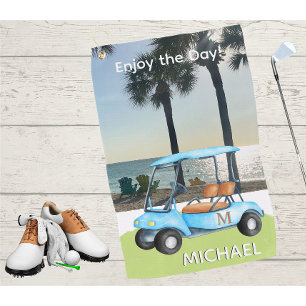 Golf Typ Golf Cart Beach Monogramm Name Golfhandtuch