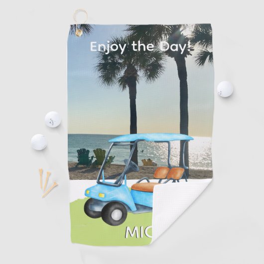 Golf Typ Golf Cart Beach Monogramm Name Golfhandtuch (Insitu)