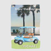 Golf Typ Golf Cart Beach Monogramm Name Golfhandtuch (Vorderseite)