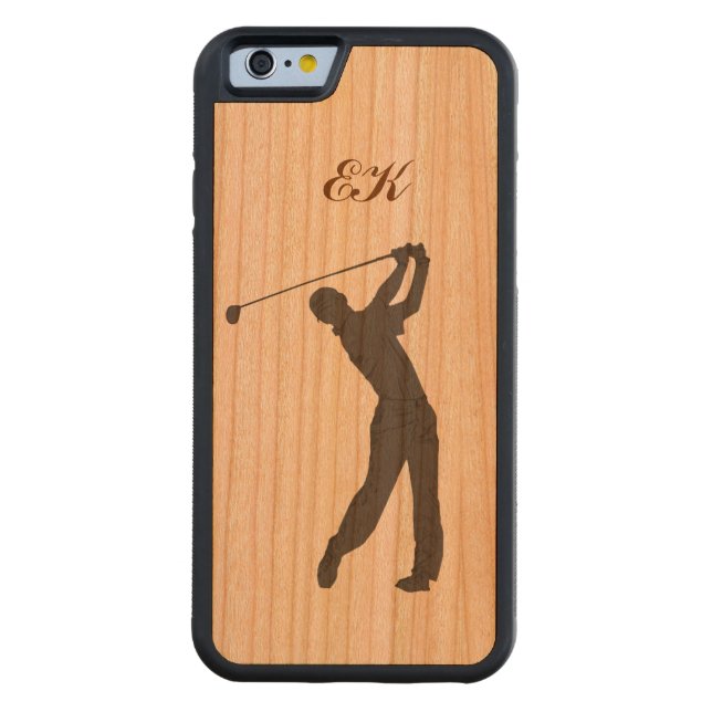 Golf-Typ-kundengerechtes Monogramm Carved Wood iPhone Hülle (Rückseite)