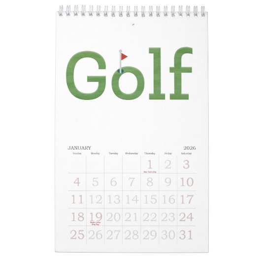 GOLF-Typografie 2025 Hängebauer Kalender (Jan 2026)