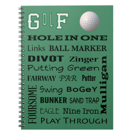 GOLF-Typografie Notizblock (Vorderseite)